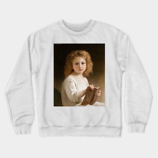 The Story Book by William-Adolphe Bouguereau Crewneck Sweatshirt by Classic Art Stall